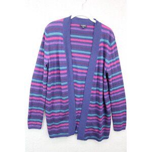 Talbots Long Sleeve Open Cardigan-Lamb's Wool-Stripes-Size Medium